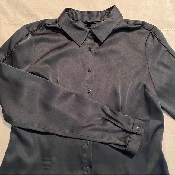 Women’s Guess black satin long sleeve blouse - Picture 1 of 10